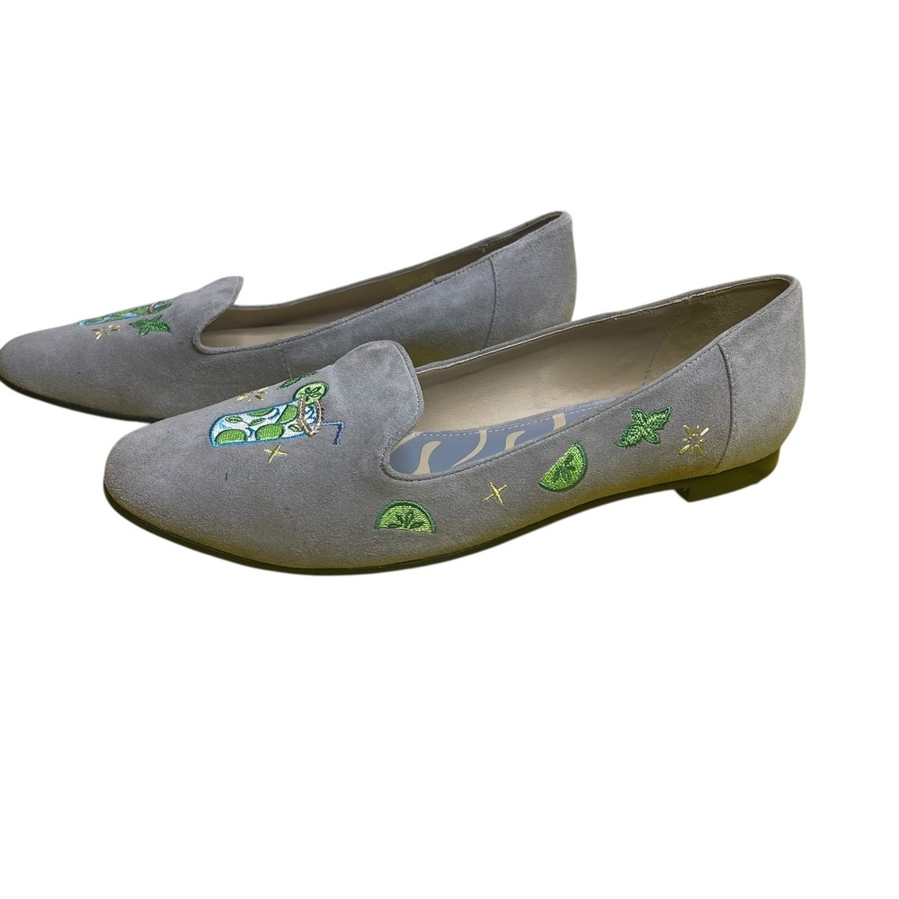 Tommy Bahama Women's Coastal Drinks Loafers Gray Suede Embroidery Slip On 8.5 - Picture 4 of 14
